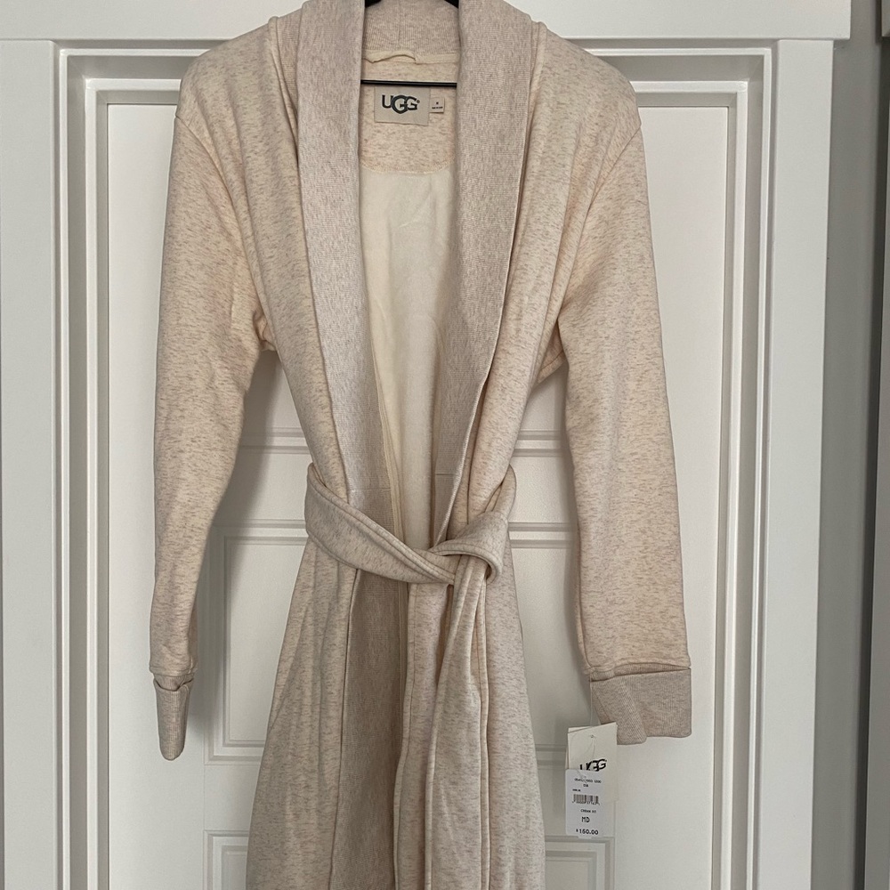 Ugg Australia Medium Karoline Plush Belted Spa Robe, Heather Ivory Cream